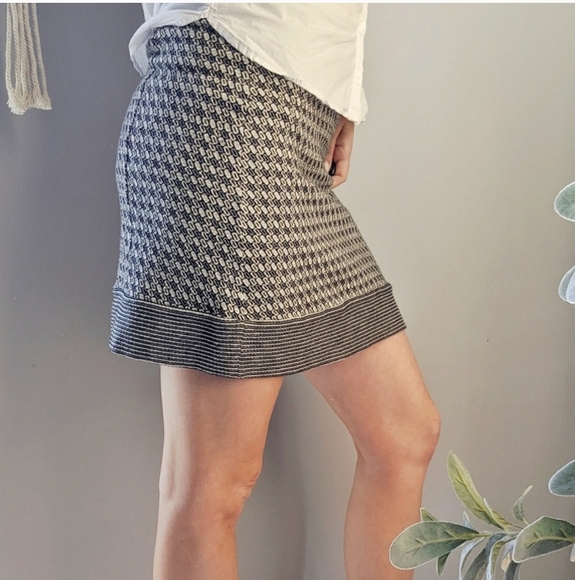 Diane von Furstenberg Caitrin Wool Blend Knit Skirt Gray Black Geometric Pattern - Picture 5 of 9